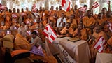  Swamishri waves BAPS flag