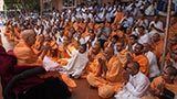  Sadhus and devotees doing darshan of Swamishri