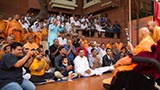  Swamishri sanctifies a Masai peace stick traditionally held by Masai tribe elders in East Africa