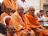  Pujya Mahant Swami and Pujya Tyagvallabh Swami engaged in darshan of Swamishri