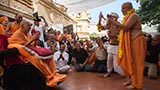  Pujya Ghanshyamcharan Swami plays kartals before Swamishri