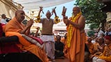  Pujya Ghanshyamcharan Swami plays kartals before Swamishri