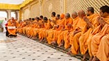  Sadhus doing darshan of Swamishri in the mandir pradakshina