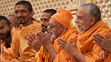  Sadhus doing darshan of Swamishri in the mandir pradakshina