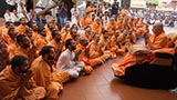  Sadhus and devotees doing darshan of Swamishri
