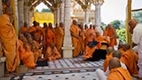  Sadhus doing darshan of Swamishri in the mandir pradakshina