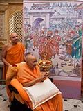 Swamishri remembering the divine work of Shastriji Maharaj