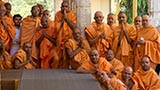 Sadhus doing darshan of Swamishri