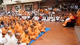  Sadhus and devotees doing darshan of Swamishri