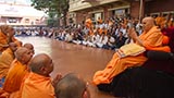  Sadhus and devotees doing darshan of Swamishri
