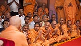  Sadhus and devotees doing darshan of Swamishri