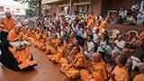  Sadhus and devotees doing darshan of Swamishri