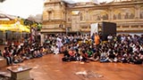  Devotees in the mandir grounds, waiting for Swamishri's darshan