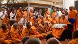  Sadhus and devotees doing darshan of Swamishri