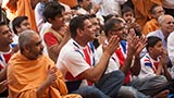 Sadhus and devotees doing darshan of Swamishri