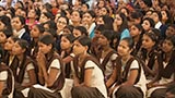 Tribal students from BAPS Vidyamandir, Rambhas doing darshan of Swamishri