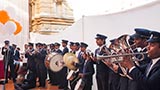  BAPS youths from Nadiad play a band