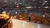  Swamishri arrives for the Janm Jayanti assembly in the sabha hall