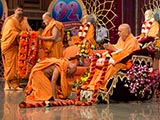  Senior sadhus honor Swamishri with garlands