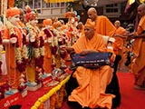  Swamishri performs pujan of murtis for Khergam Mandir