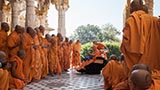  Sadhus doing darshan of Swamishri in the mandir pradakshina