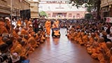 Sadhus and devotees doing darshan of Swamishri