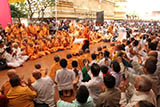  Sadhus and devotees doing darshan of Swamishri