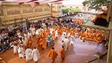  Sadhus and parshads rejoice before Bhagwan Swaminarayan (Utsav murti)