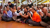 Devotees doing darshan of Swamishri