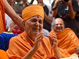 Swamishri in a divine, jovial mood