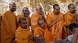 Sadhus doing darshan of Swamishri