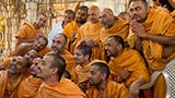 Sadhus doing darshan of Swamishri