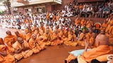  Sadhus and devotees doing darshan of Swamishri