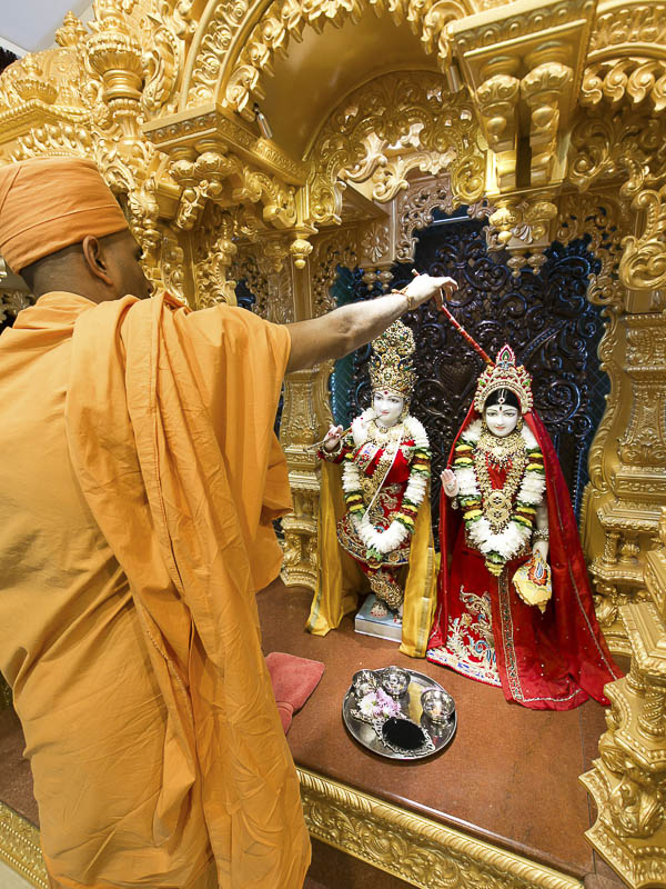 Sadhus perform murti-pratishtha rituals