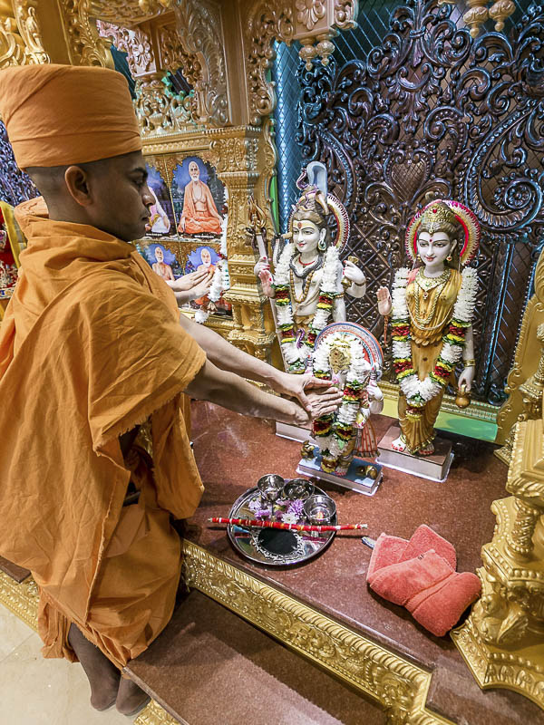 Sadhus perform murti-pratishtha rituals
