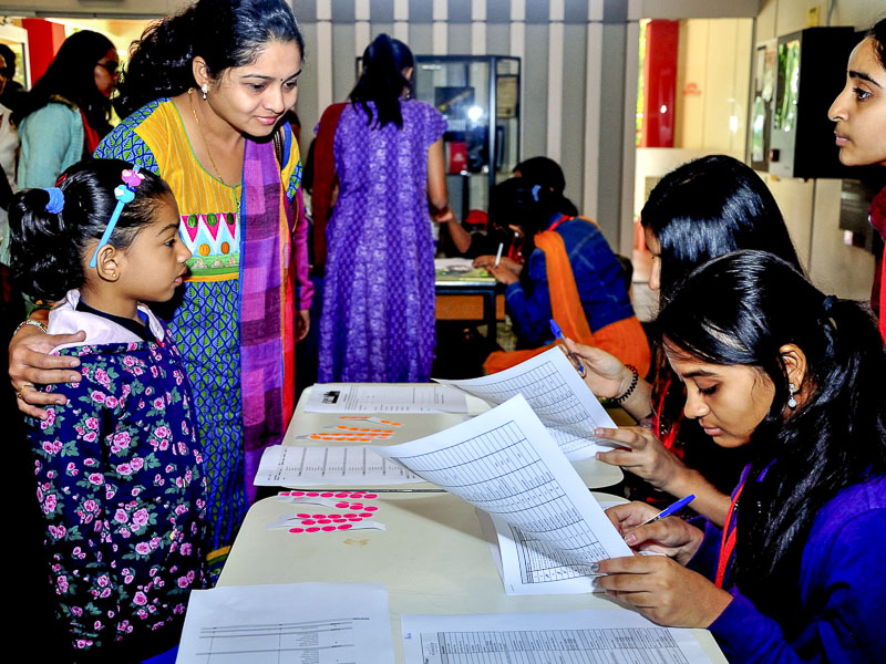Children checking in for the shibir