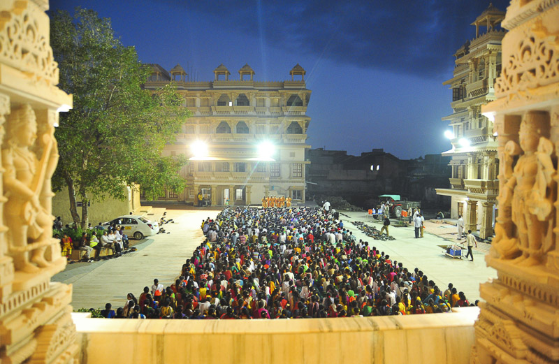 Satsang assembly in the mandir grounds
