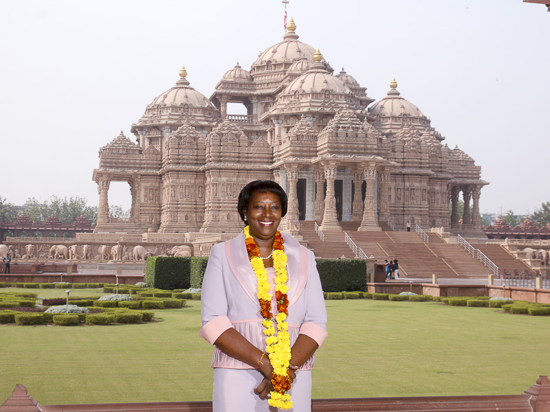 H.E. Mme. Edith Kutesa, Uganda, at Swaminarayan Akshardham Mandir, New Delhi