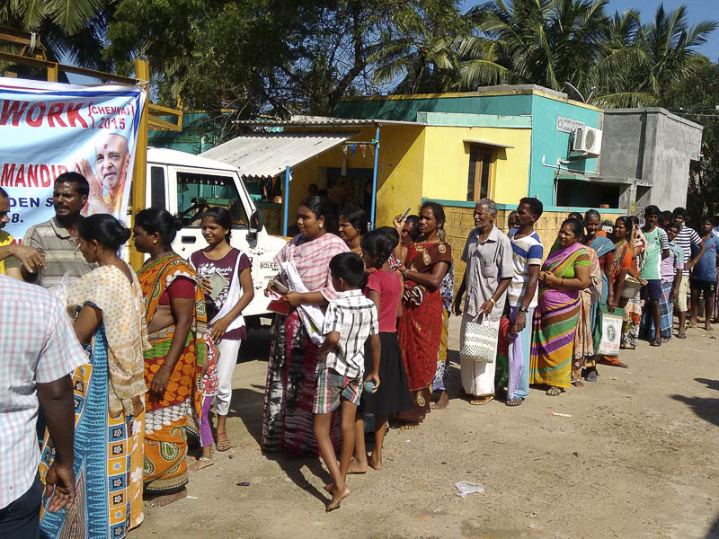 Flood Relief Work by BAPS in villages near Chennai, 12 December 2015