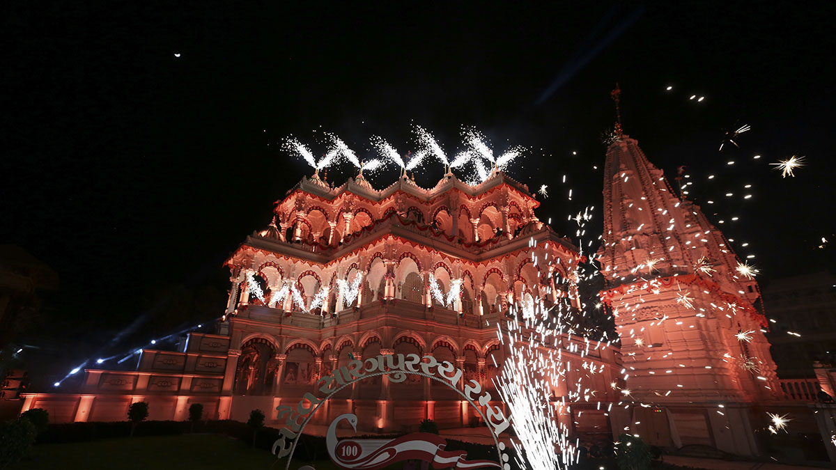Light and sound show in the precincts of mandir