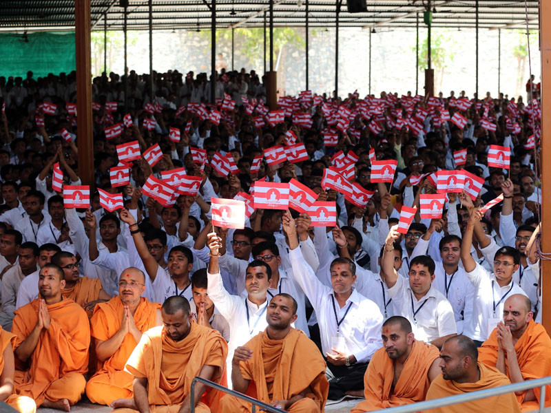 Youths wave flags