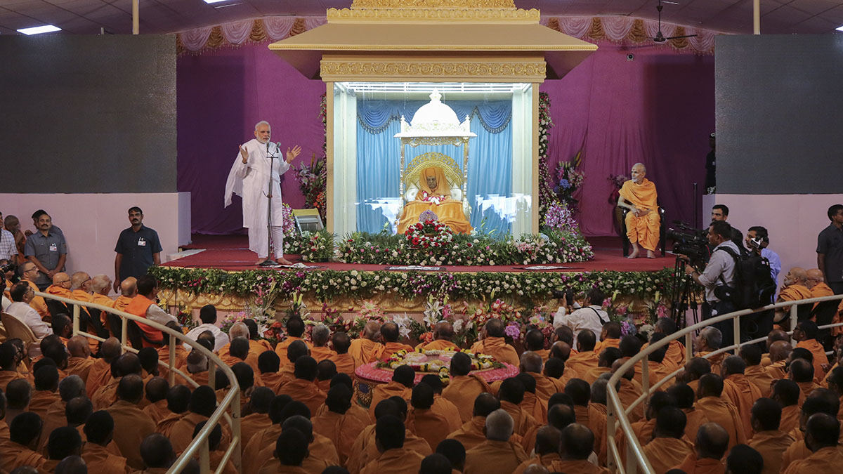 PM Modi addresses sadhus and devotees on the occasion