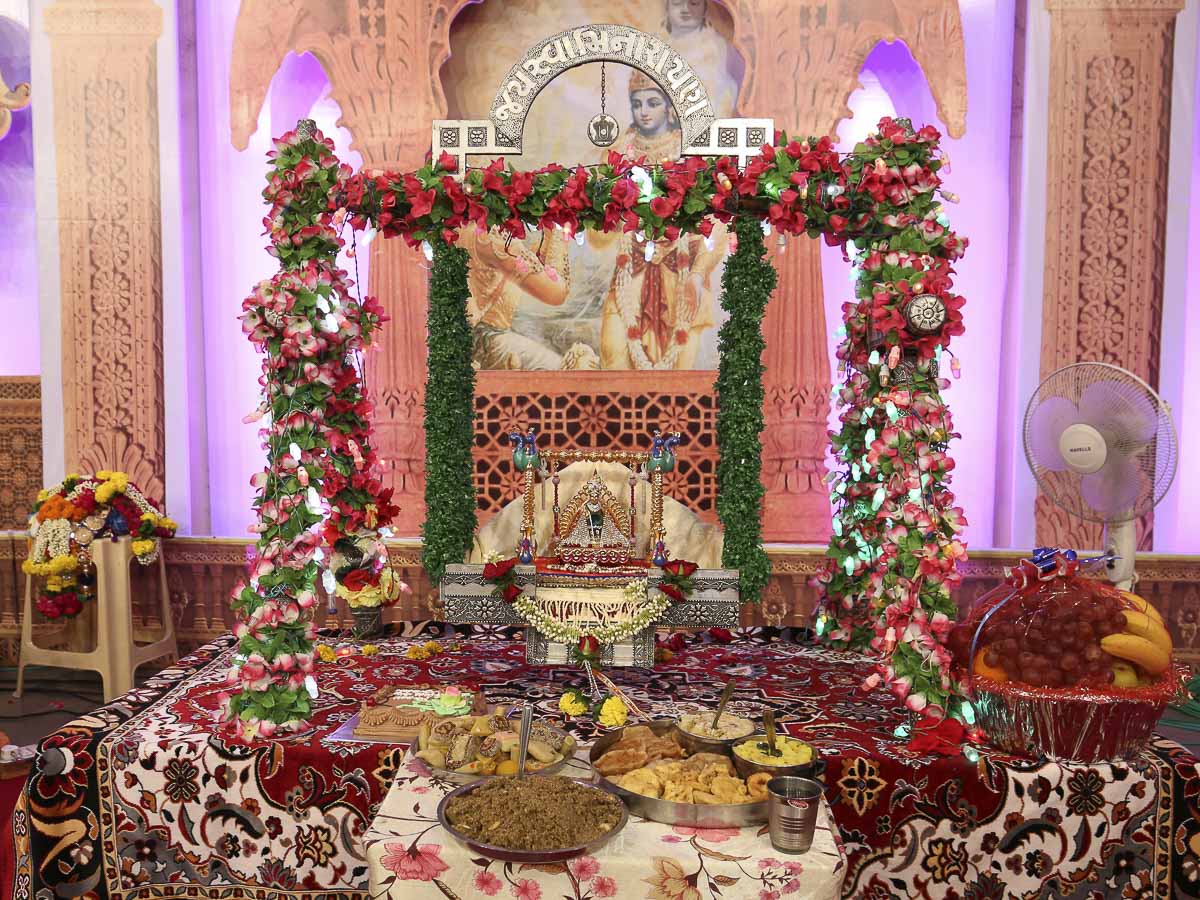 Shri Harikrishna Maharaj in hindolo, 25 Aug 2016