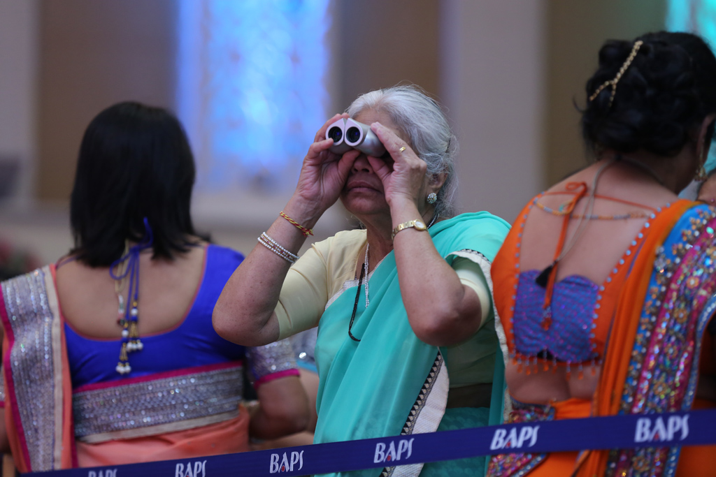 A visitor enjoys a closer look of the Haveli Annakut