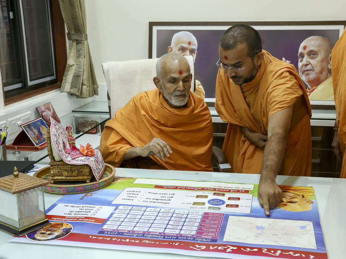 Param Pujya Mahant Swami sanctifies the offices, 7 Nov 2016
