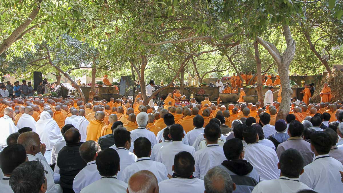 Sadhus and devotees during the shakotsav, 10 Feb 2017