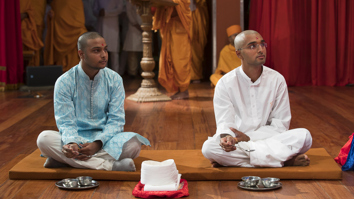 Sadhak and his brother engaged in diksha mahapuja rituals, 13 Apr 2017