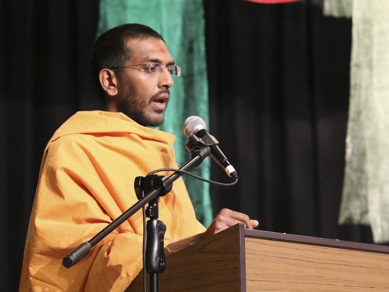 Vedantpriya Swami addresses the welcome assembly
