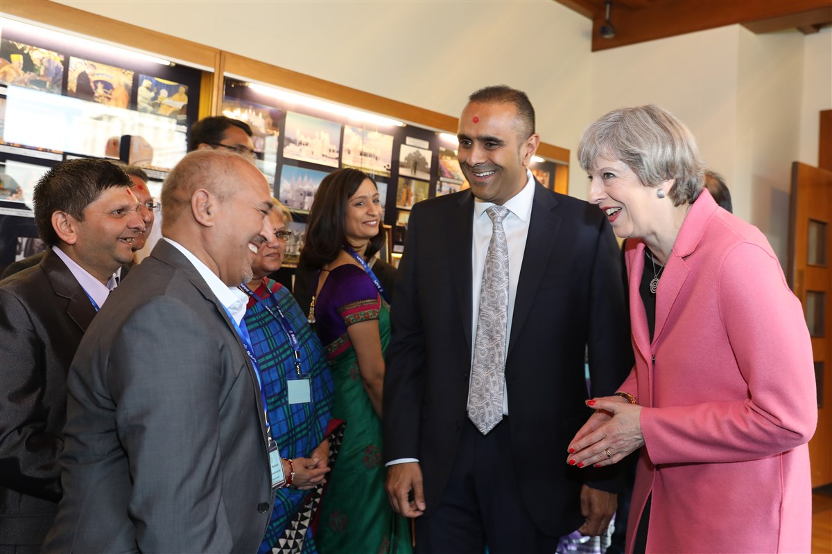 Prime Minister Theresa May meeting BAPS volunteers