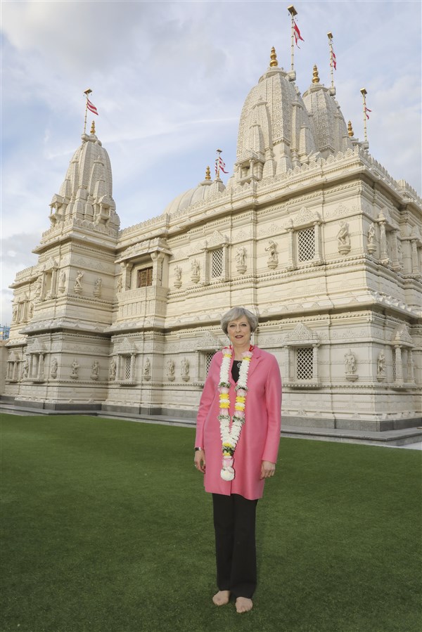 Prime Minister Theresa May Visits London Mandir